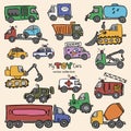 Hand-drwan Toy cars vector collection Royalty Free Stock Photo