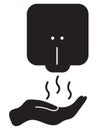 Hand dryer icon. Hands under hand dryer sign. Hand dryer machine symbol. flat style