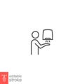 Hand dryer instruction, man, people, outline style Royalty Free Stock Photo