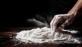 hand dusted in flour, a telltale sign of a skilled baker at work. Royalty Free Stock Photo