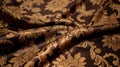 Medium Brown Brocade Fabric With Gutai Group And Baroque Realism Style