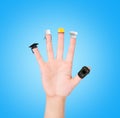 Hand on each finger different professions,career choice options Royalty Free Stock Photo