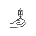 Hand with ears of wheat line icon Royalty Free Stock Photo