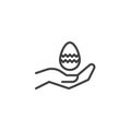 Hand with Easter egg line icon Royalty Free Stock Photo