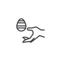 Hand with Easter egg line icon Royalty Free Stock Photo