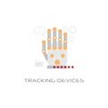 Hand electronic tracking devices access technology concept palm sensor connected electrodes line style white background