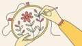 Hand Embroidering Floral Pattern, Creative Textile Art Hobby Vector, vector design Generative AI Royalty Free Stock Photo