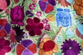 Hand embroidery with colorful flowers from Chiapas