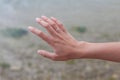 Hand without engagement ring with suntan. The girl took off the wedding ring on vacation that no one knew that she was married Royalty Free Stock Photo