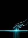 Touchless Payment System Activates in Hand Scan Animation With Glowing Effects in Dark Setting Royalty Free Stock Photo
