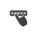 Hand entering pin code vector icon