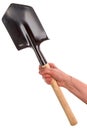 Hand with entrenching shovel