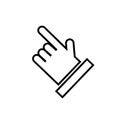 Hand with extended pointing finger icon vector sign and symbol isolated on white background, Hand with extended pointing finger