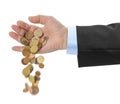 Hand and falling coins Royalty Free Stock Photo