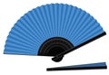 Hand Fan Blue Open Closed