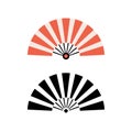 Hand fan chinese fold clipart icon. Japan held fan vector handfan Royalty Free Stock Photo