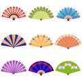 Hand fan icon set. Cartoon set of hand fan icons for web design isolated on white background. Royalty Free Stock Photo