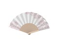 Hand fan, Japanese geisha white paper air fan with rose flowers. Vector illustration. Asian traditional accessory. Graphic stock Royalty Free Stock Photo