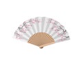 Hand fan, Japanese geisha white paper air fan with sakura flowers. Vector illustration. Asian traditional accessory. Graphic stock Royalty Free Stock Photo