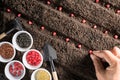 Hand of farmer planting seeds in soil Royalty Free Stock Photo