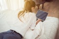 Hands woman typing keyboard and using laptop,Online shopping concept Royalty Free Stock Photo