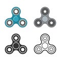 Hand fidget spinner vector color and line icons