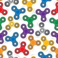 Hand fidget spinner toys seamless pattern.