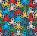 Hand fidget spinner toys seamless pattern.