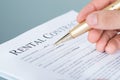 Hand filling rental contract Royalty Free Stock Photo