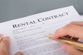 Hand filling rental contract Royalty Free Stock Photo