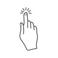 Hand finger click icon, black outline simple flat vector, touch