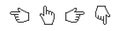 Hand finger cursor icon in pixel style. Flat vector set Royalty Free Stock Photo