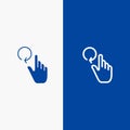 Hand, Finger, Gestures, Reload Line and Glyph Solid icon Blue banner Line and Glyph Solid icon Blue banner Royalty Free Stock Photo