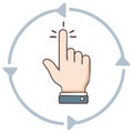 Hand Finger Pointing Clicking Digit with Circular Arrows and Motion Graphic Icon Royalty Free Stock Photo