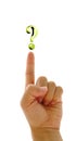 Hand finger pointing on a question mark. Royalty Free Stock Photo