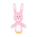 Hand or finger puppets play doll rabbit. Cartoon color toy for children theater, kids games. Vector cute and funny