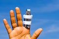 Hand with finger in splint Royalty Free Stock Photo