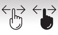 Hand finger swiping or swipe left and right gesture icons for apps and websites