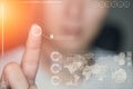Hand finger touch finger print verified with security Royalty Free Stock Photo