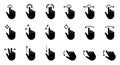 Hand Finger Touch, Swipe and Drag Silhouette Icon Set. Pinch Screen, Rotate Up Down on Screen Icon. Gesture Slide Left