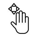 Hand, fingers, gesture, swipe, rotate icon linear logo mark in black and white