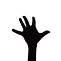A hand, body part, black color silhouette vector