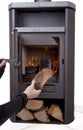 Hand firing modern wood burning stove