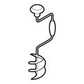 Hand fishing ice drill icon, outline style