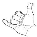 Hand fist bent little finger and thumb vector illustrations