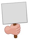 Hand Fist Holding a Blank Sign or Placard Cartoon
