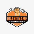 Hand Fist Holding Wrench Logo Vector Isolated. Best for Mechanic and Garage Related Industry