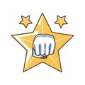 hand fist power female with set of stars