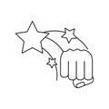 hand fist power with stars isolated icon
