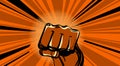 Hand fist. Raised arm fist with comic background. Hand up vector icon flat symbol. Winner fist vector sign concept